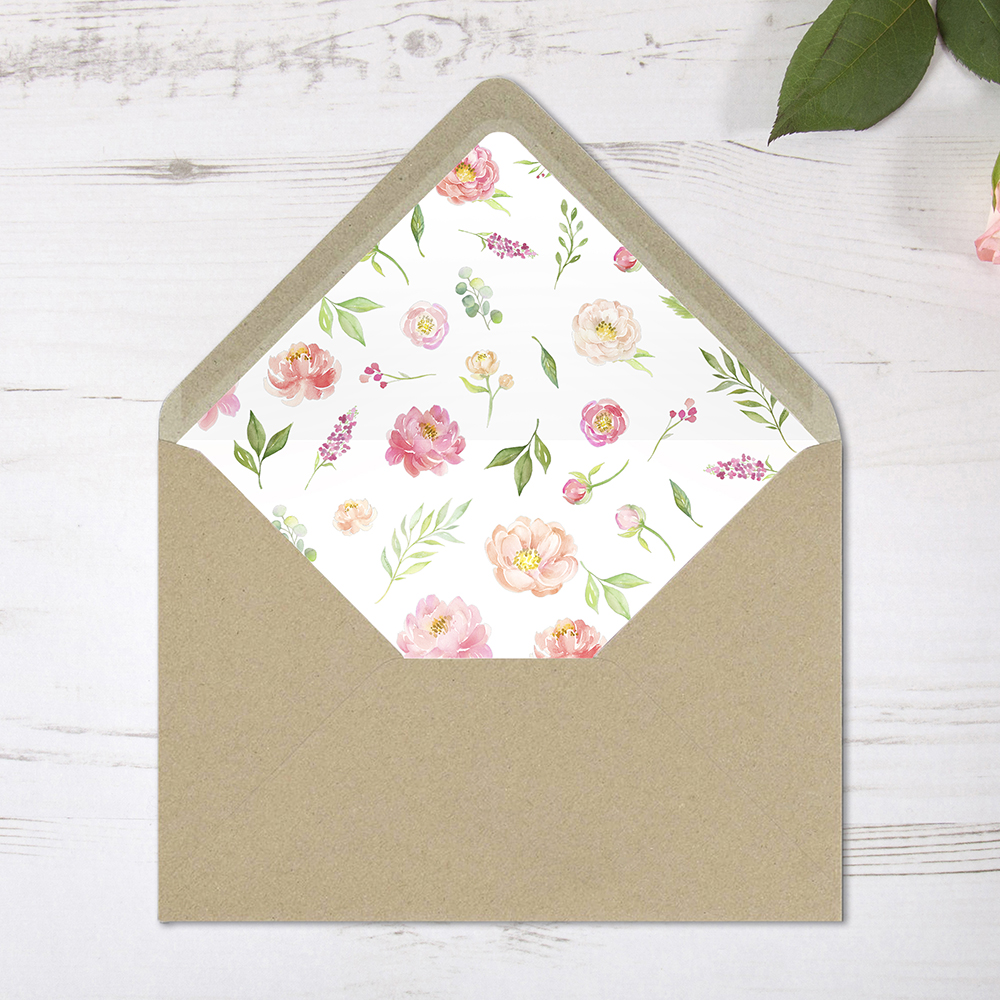 'Peony' Printed Envelope Liner Sample Bespoke